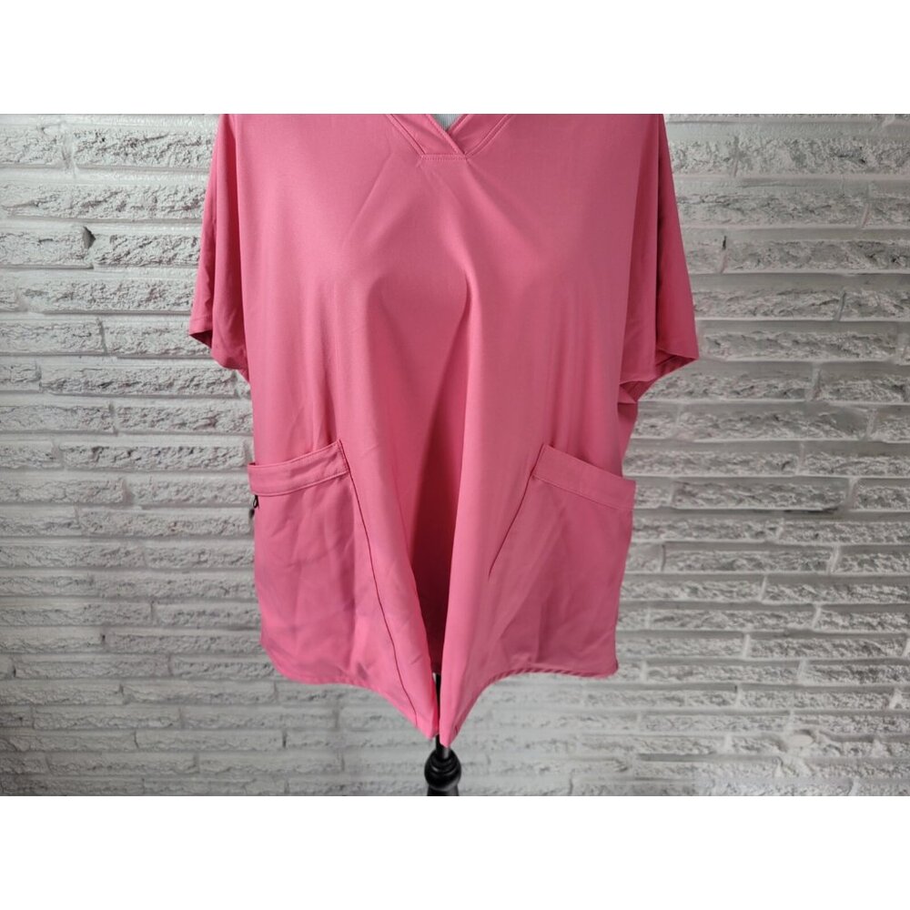Cuddl Duds Climate Right Scrub Top 3X Plus Short Sleeve Pink Pockets PIN55E - Picture 4 of 7